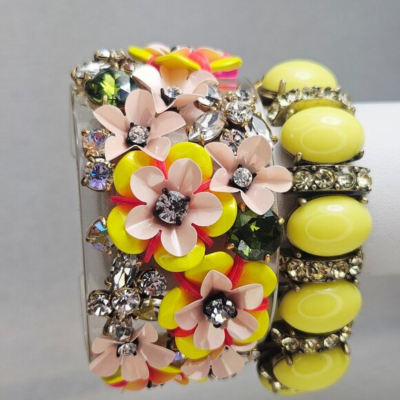 J. Crew FUN FLORAL AND CRYSTAL Lucite Cuff Bracelet - Picture 7 of 9